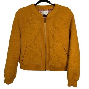 ANTHROPOLOGIE Saturday Sunday Jacquard Mustard Bomber Paisley Embossed